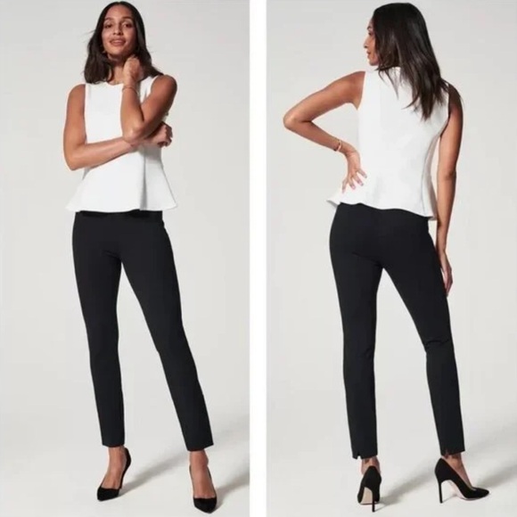 Spanx Medium The Perfect Black Ankle Pant Backseam Skinny Ponte Stretch Pants - Picture 1 of 12